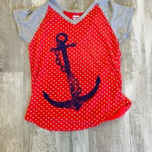 Modern Lux Red and Gray Anchor Tee